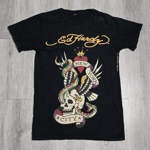 Y2K Ed Hardy by Christian Audigier New York City Black Tee